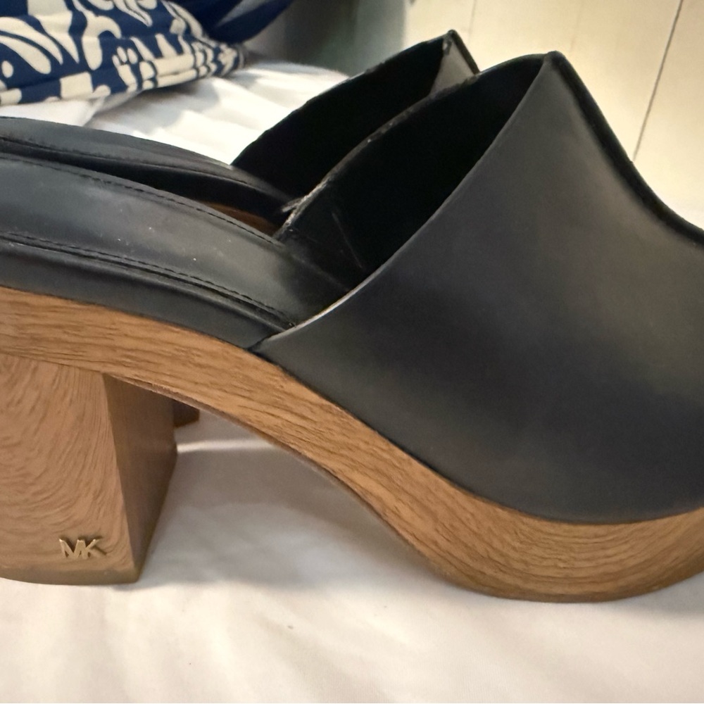 Michael Kors Black Mules with Wooden Heel